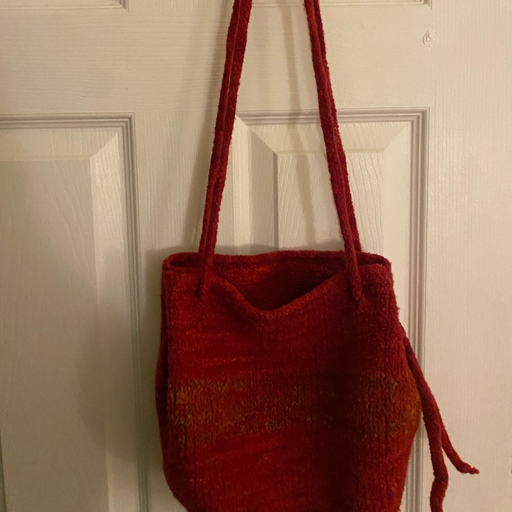 knit red bag